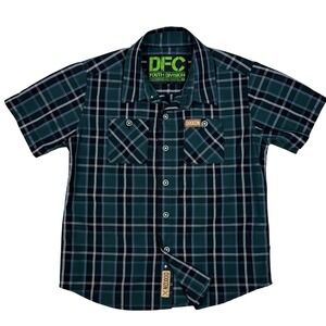 Dixxon Flannel Co. DFC Youth Division Plaid Shirt Button Up Kids XS Green‎ Black